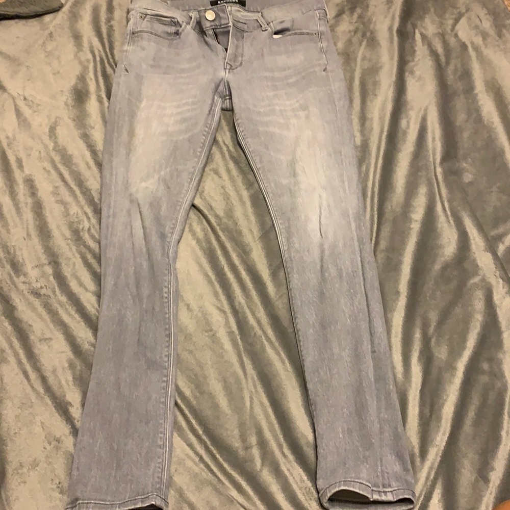 Express gray jeans. Stretch, sucker cute with blazer for outings.